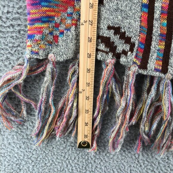 Entro Sweater Womens Medium Ivory Multi Cardigan Sleeveless Hooded Fringe Aztec - Picture 9 of 10